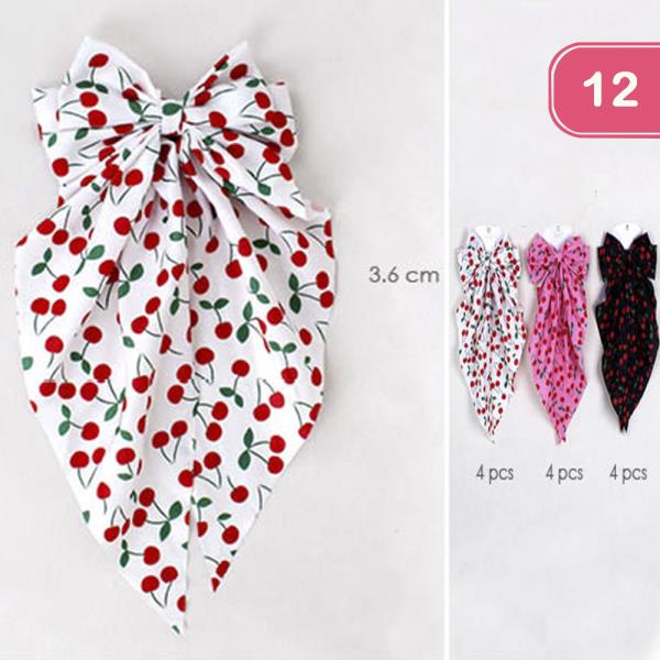 CHERRY HAIR BOW PIN (12 UNITS)