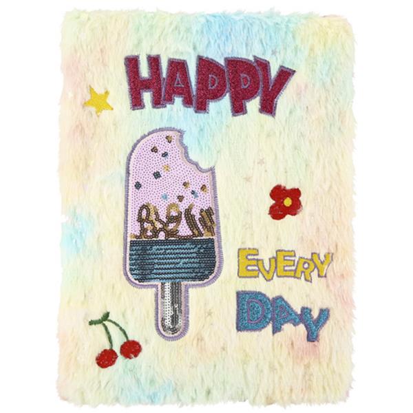 FAUX FUR ICE CREAM HAPPY NOTEBOOK