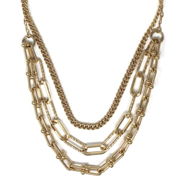 TRIPLE LAYER DIACUT CILP U CHAIN NECKLACE