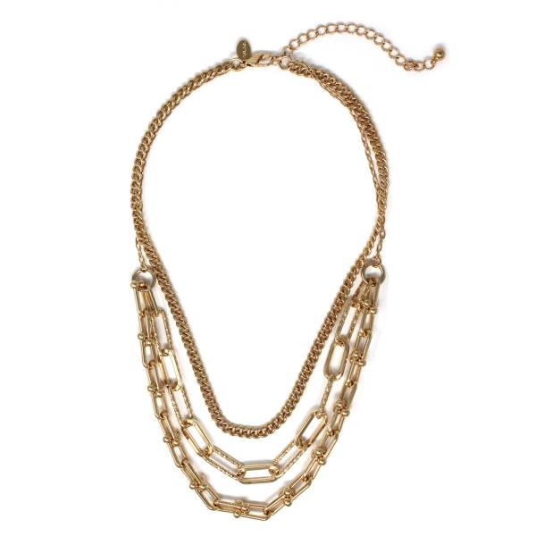 TRIPLE LAYER DIACUT CILP U CHAIN NECKLACE