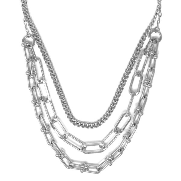 TRIPLE LAYER DIACUT CILP U CHAIN NECKLACE