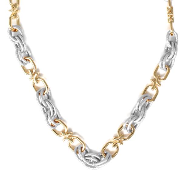 TWO TONE OVAL LINKED NECKLACE