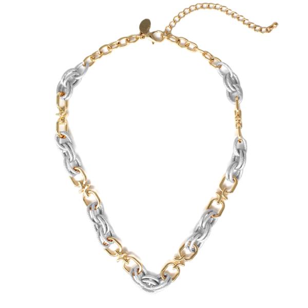 TWO TONE OVAL LINKED NECKLACE