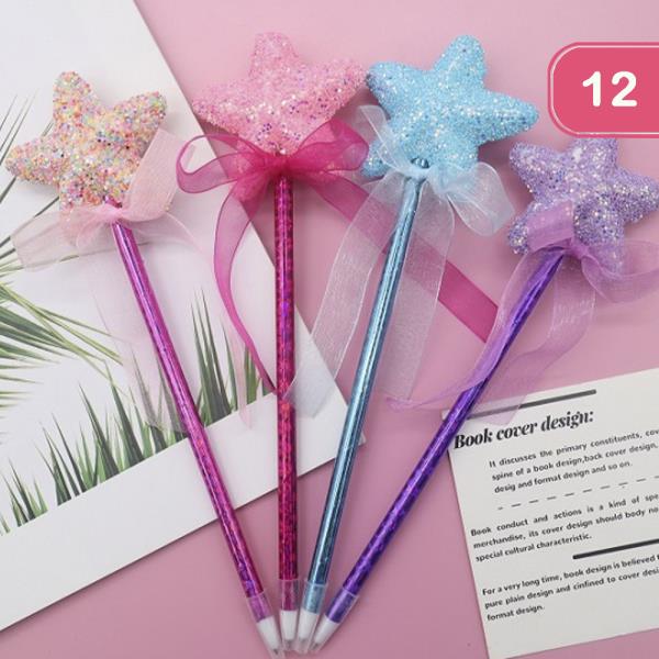 GLITTER STAR PEN (12 UNITS)