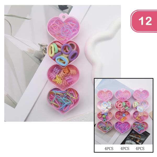 HEART HAIR TIE SET (12 UNITS)