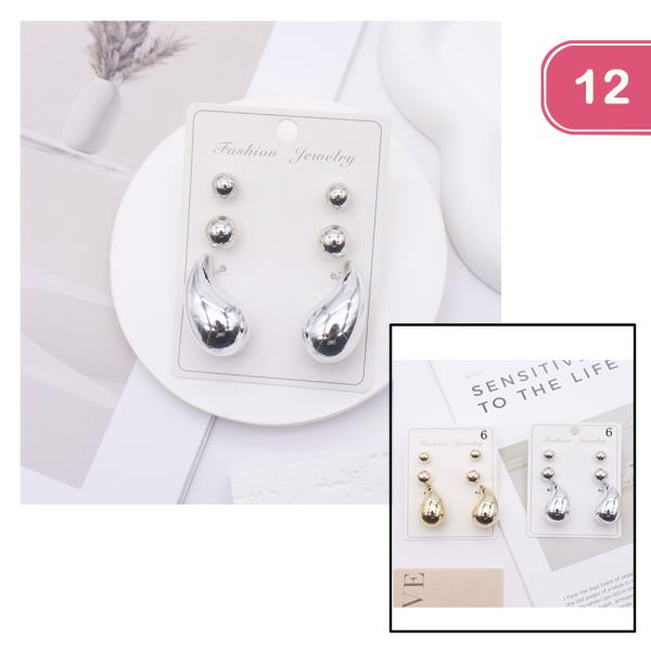 METAL STUD EARRING SET (12 UNITS)