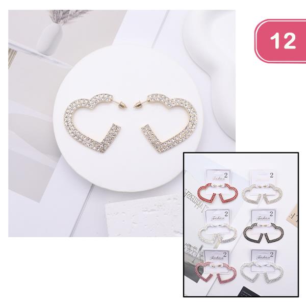 RHINESTONE HEART EARRING (12 UNITS)