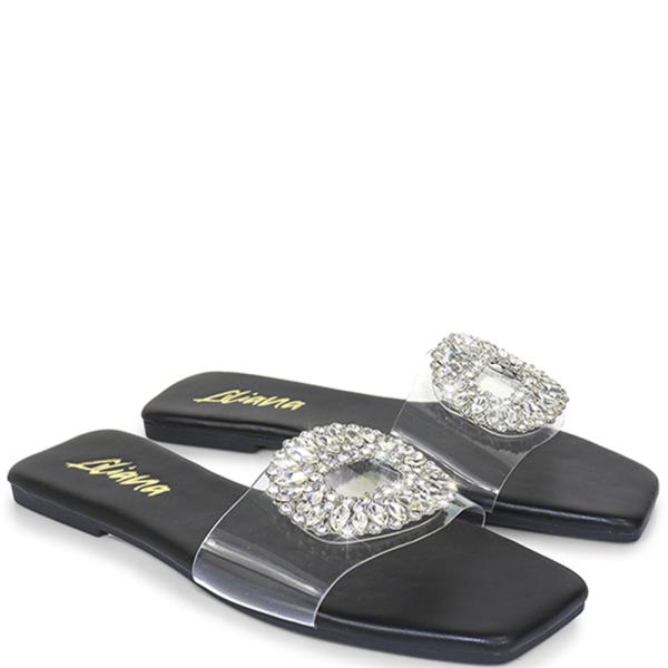 TRANSPARENT RHINESTONE DETAIL SLIDE 12 PAIRS
