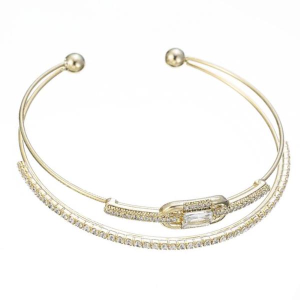 CZ BUCKLE LINK CUFF BRACELET