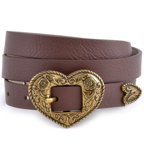 WESTERN INSPIRED SKINNY GOLD HEART BELT WITH TIP