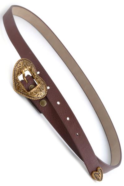 WESTERN INSPIRED SKINNY GOLD HEART BELT WITH TIP