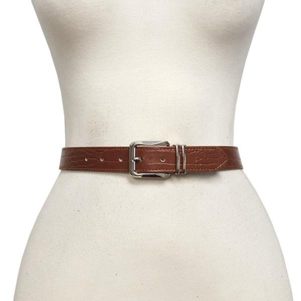 CLASSIC ALLIGATOR PRINT BELT IN SILVER BUCKLE