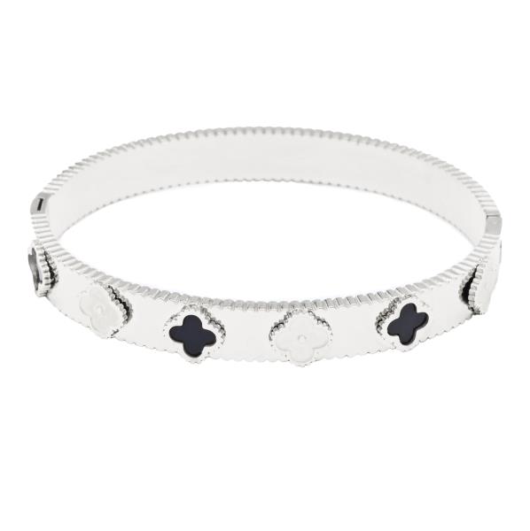 METAL CLOVER HINGED BANGLE BRACELET