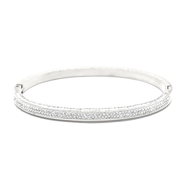 STAINLESS STEEL RHINESTONE HINGED BANGLE BRACELET