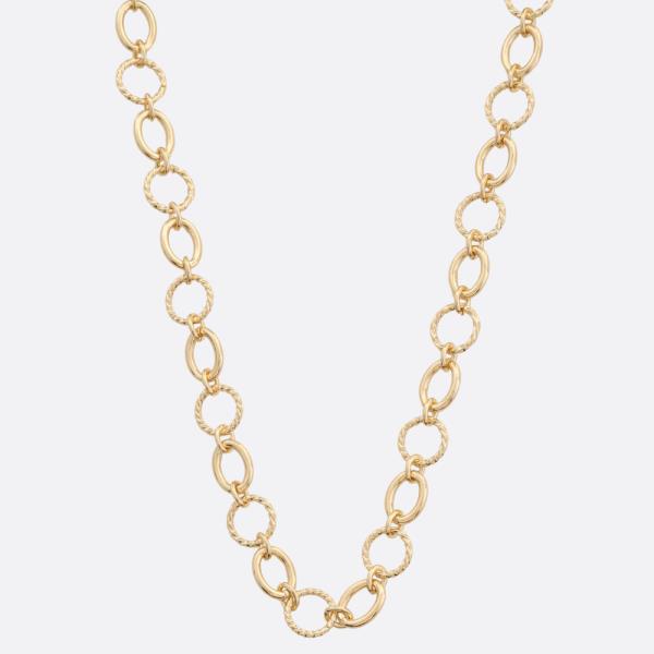 CIRCLE OVAL LINK METAL NECKLACE