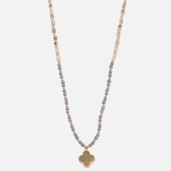 CLOVER CHARM BEADED NECKLACE