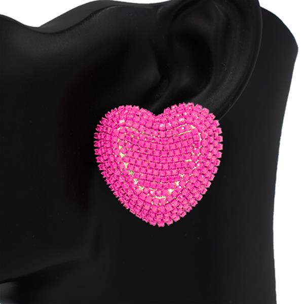 WIDE RHINESTONE HEART POST EARRING