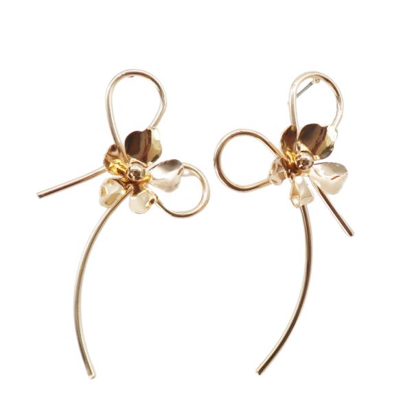 BOW FLOWER METAL EARRING