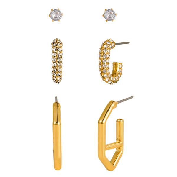 RHINESTONE METAL ASSORTED EARRING SET