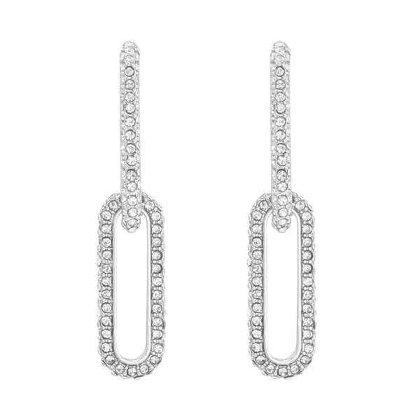 RHINESTONE OVAL LINK DANGLE EARRING