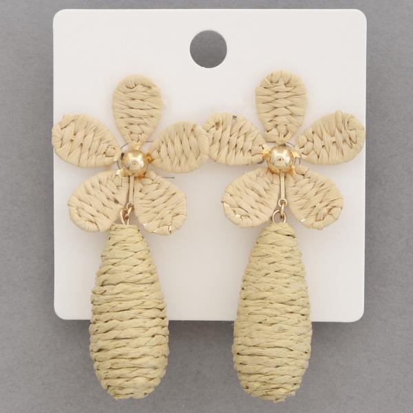 FLOWER RAFFIA LINK DANGLE EARRING