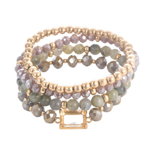 CRYSTAL BALL BEADED BRACELET SET