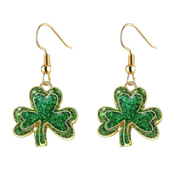 SAINT PATRICK`S DAY CLOVER DANGLE EARRING