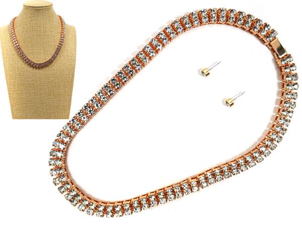 TWO LINED RHINESTONE NECKLACE