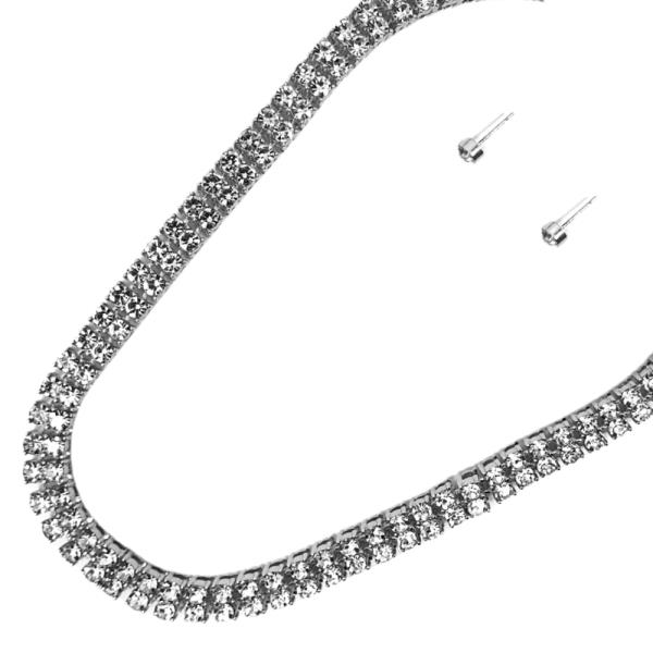 TWO LINED RHINESTONE NECKLACE