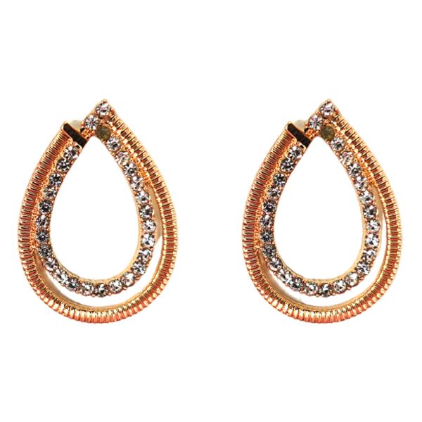 RHINESTONE TEARDROP METAL EARRING