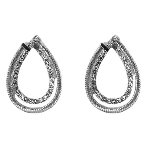 RHINESTONE TEARDROP METAL EARRING