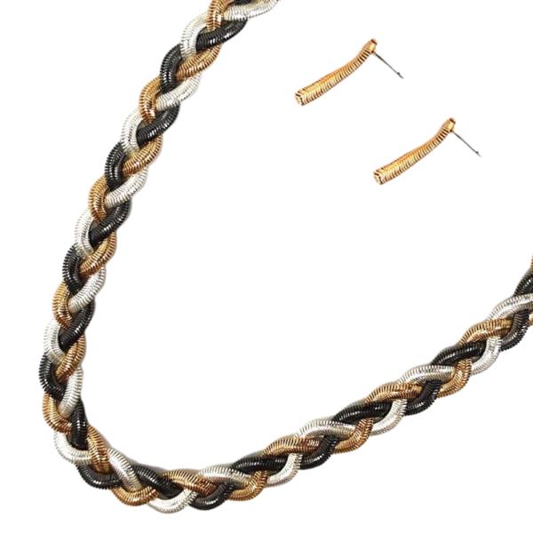BRAIDED LINK METAL NECKLACE