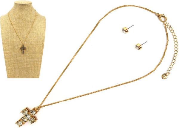 CROSS RHINESTONE PENDANT NECKLACE