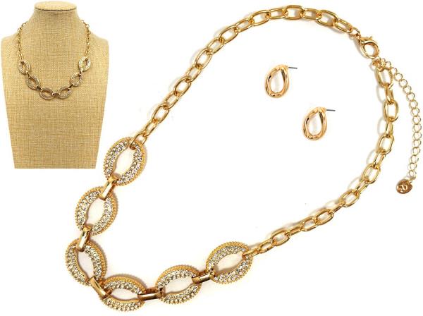 OVAL RHINESTONE LINK NECKLACE