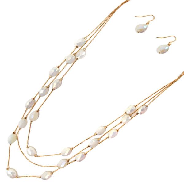 OVAL BEADED STATION LAYERED NECKLACE
