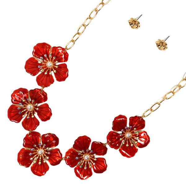 FLOWER LINK METAL NECKLACE