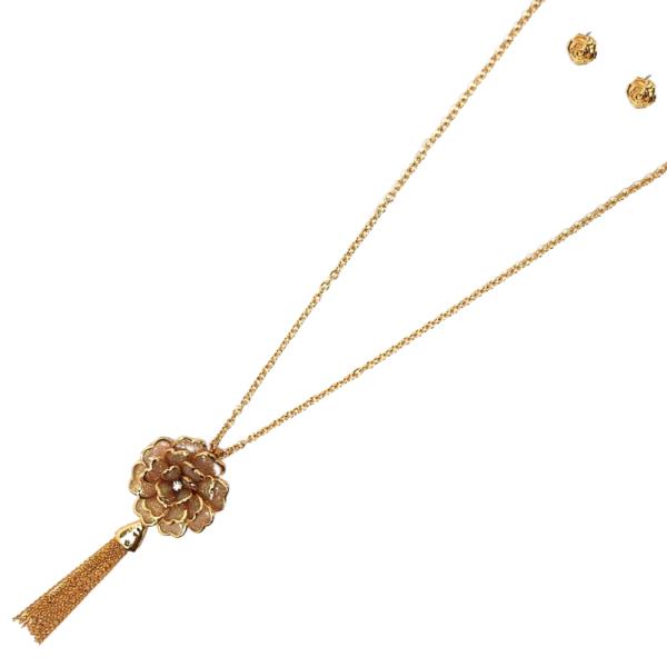 FLOWER TASSEL METAL NECKLACE