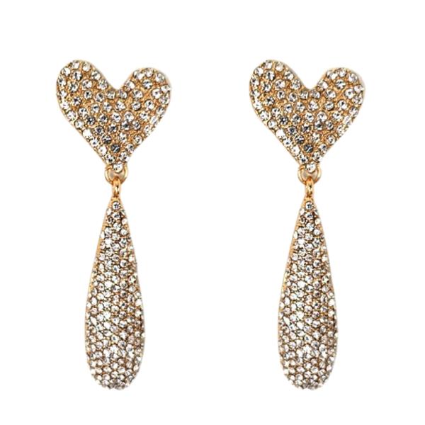 HEART TEARDROP LINK RHINESTONE EARRING