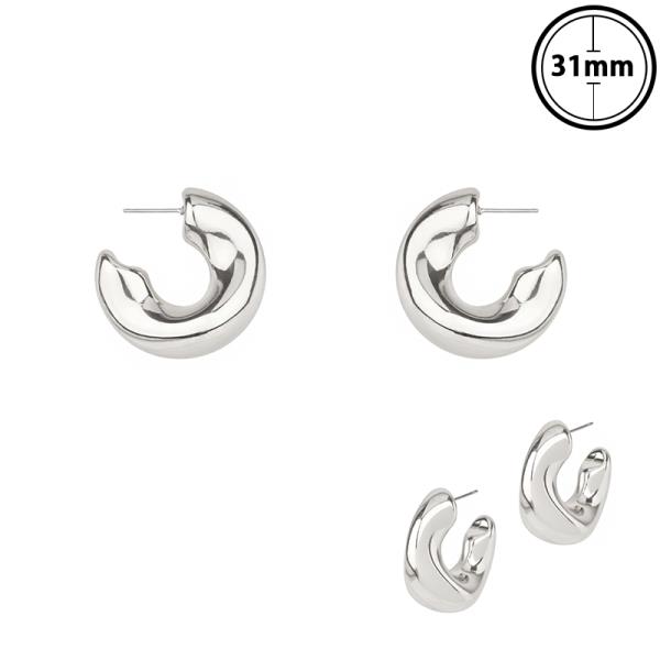 PUFFY METAL HOOP EARRING