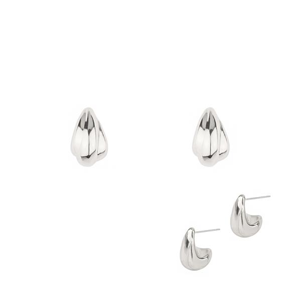 METAL TEXTURE HOOP TEARDROP EARRING