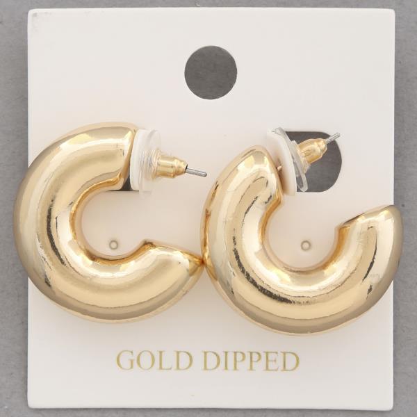 PIPE OPEN HOOP GOLD DIPPED EARRING