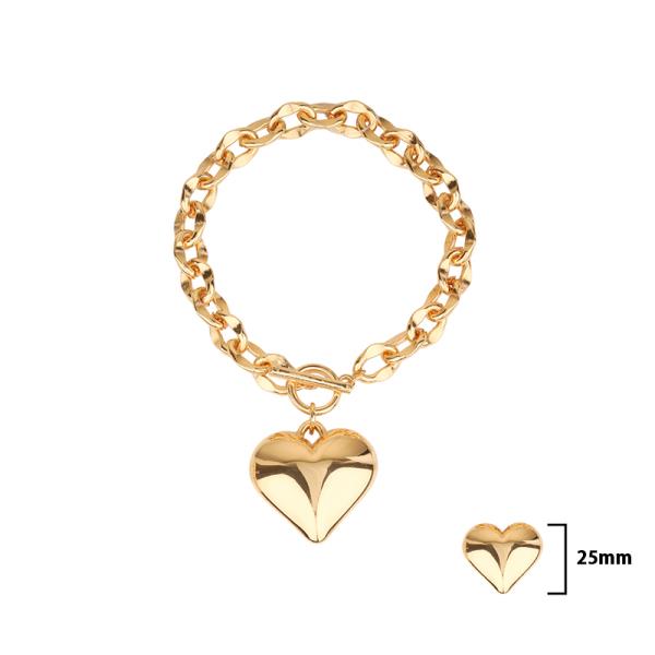 METAL CCB HEART LINK TOGGLE BRACELET