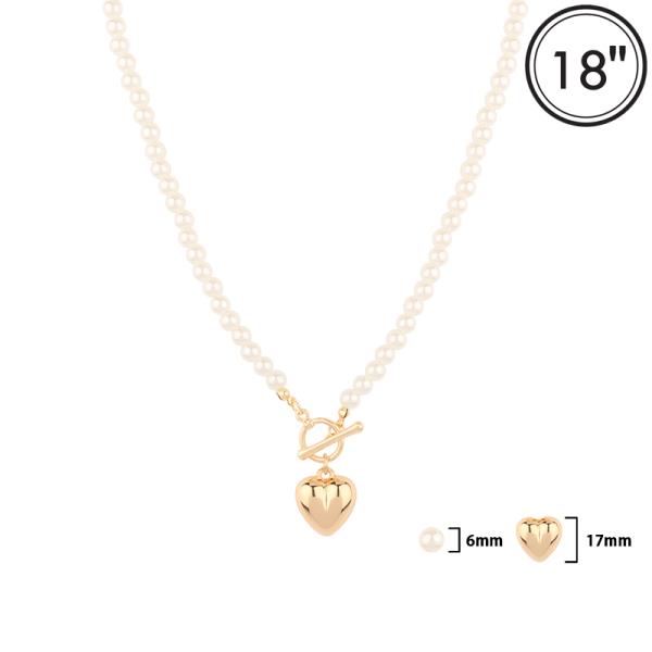 PEARL HEART TOGGLE NECKLACE