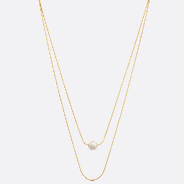 SODAJO PEARL BEAD LAYERED GOLD DIPPED NECKLACE