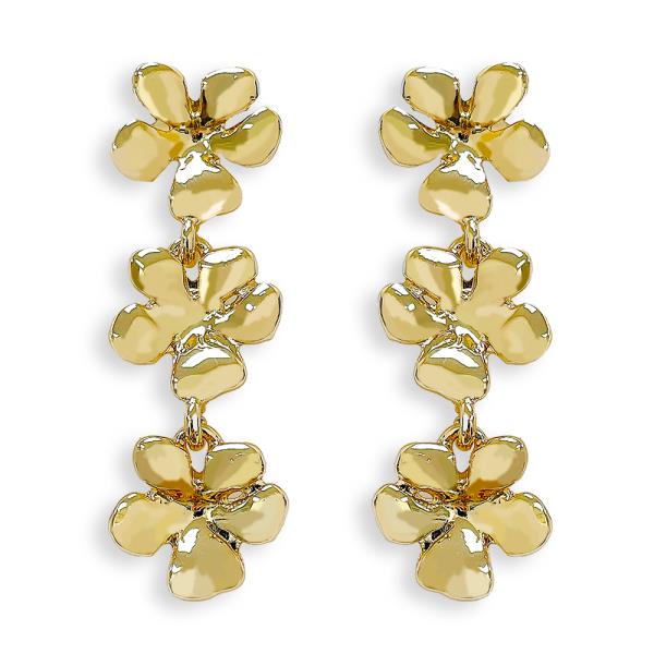 TRI FLOWER LINK DANGLE EARRING