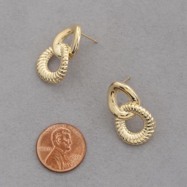 SODAJO TEXTURED LINK METAL GOLD DIPPED EARRING