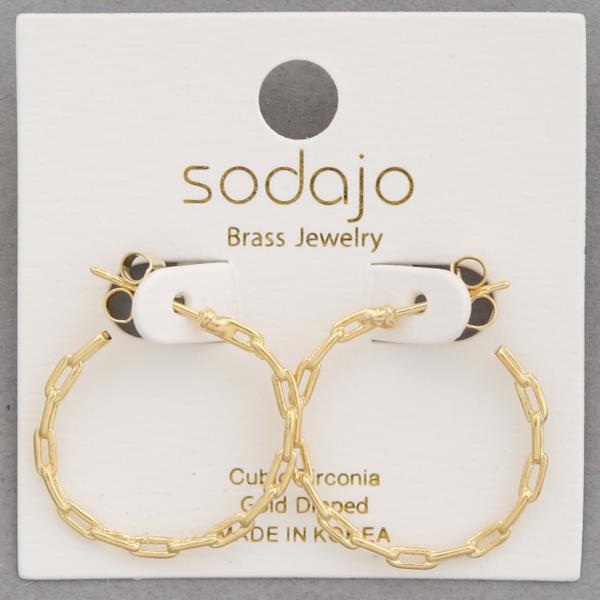 SODAJO OVAL LINK OPEN HOOP GOLD DIPPED EARRING