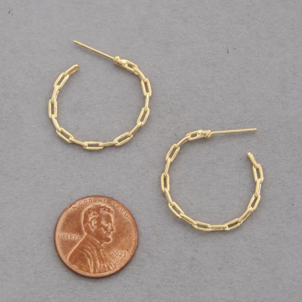 SODAJO OVAL LINK OPEN HOOP GOLD DIPPED EARRING