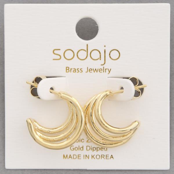 SODAJO TRIPLE HOOP GOLD DIPPED EARRING