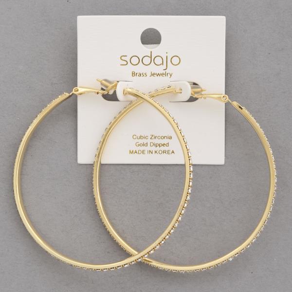 SODAJO RHINESTONE EDGE GOLD DIPPED EARRING